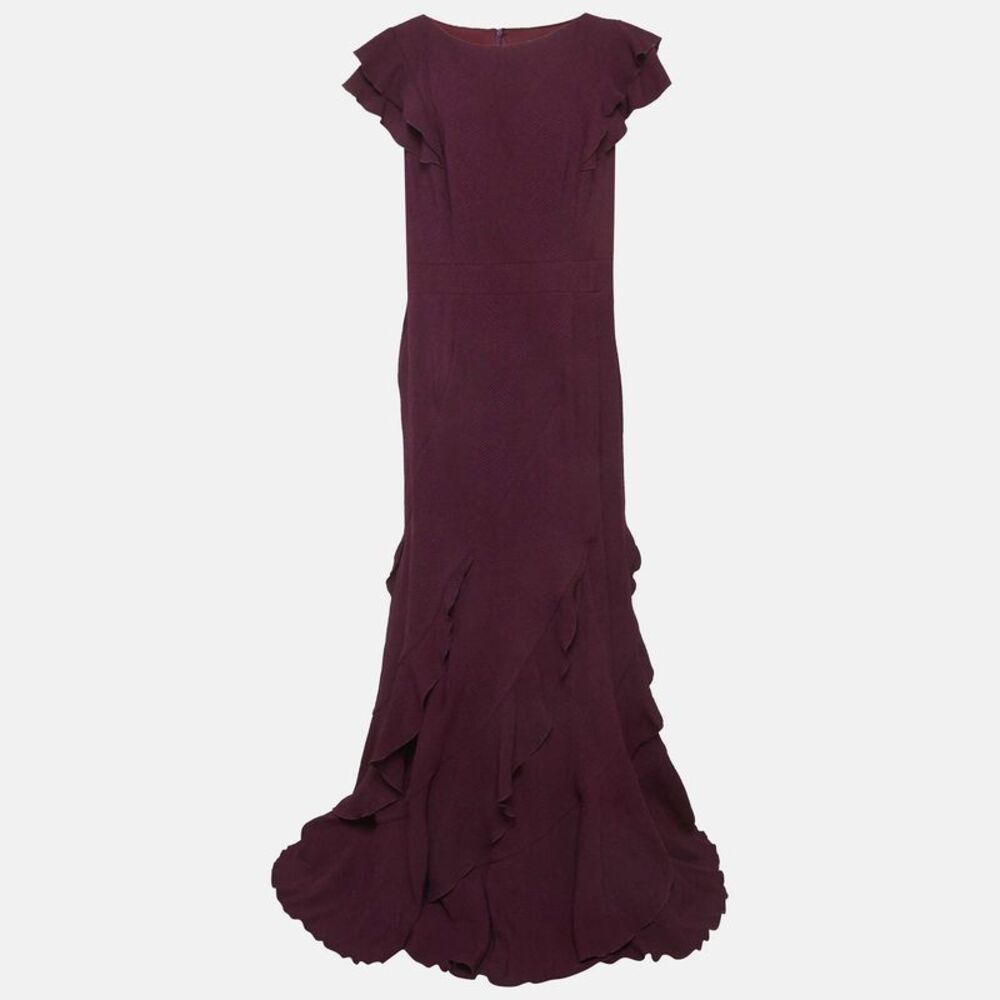 Tadashi Shoji Purple Textured Stretch Knit Flared Maxi Dress Xxl